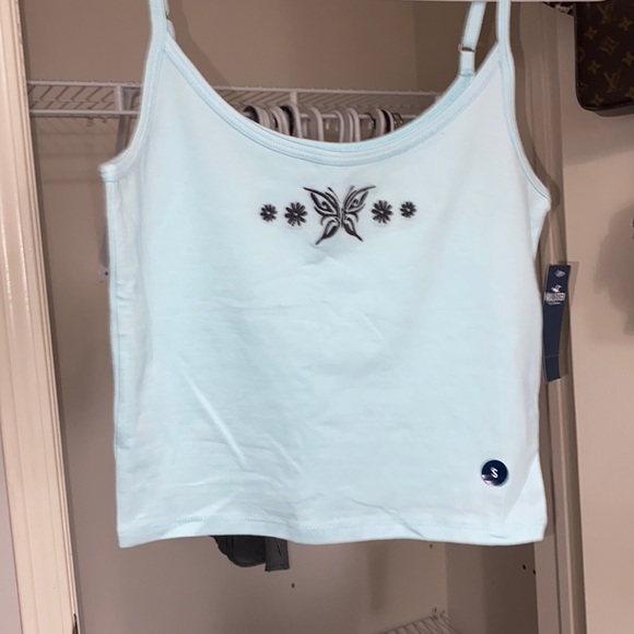 Baby Blue Hollister Tank/Crop Top - Picture 1 of 5